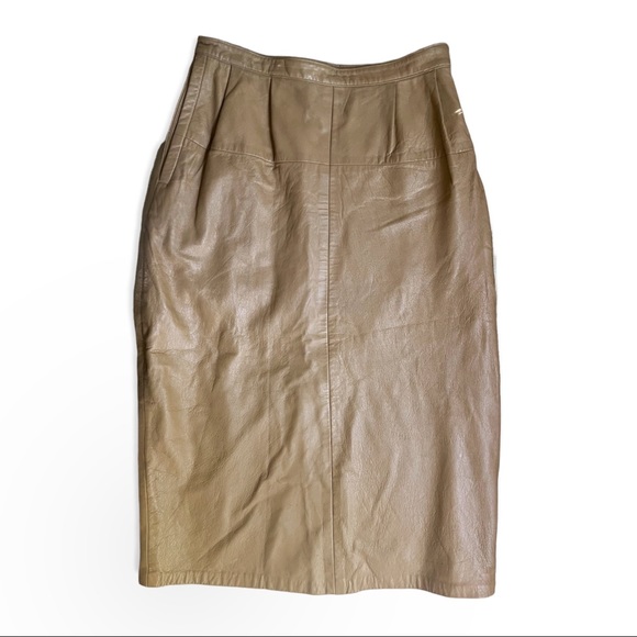RARE 1970s Bonnie Cashin for Sills and Co Tan Leather Skirt - Picture 3 of 11